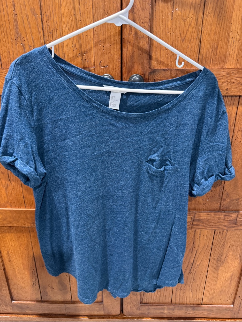 Basic Editions Heathered Blue Short Sleeve Pocket Tee